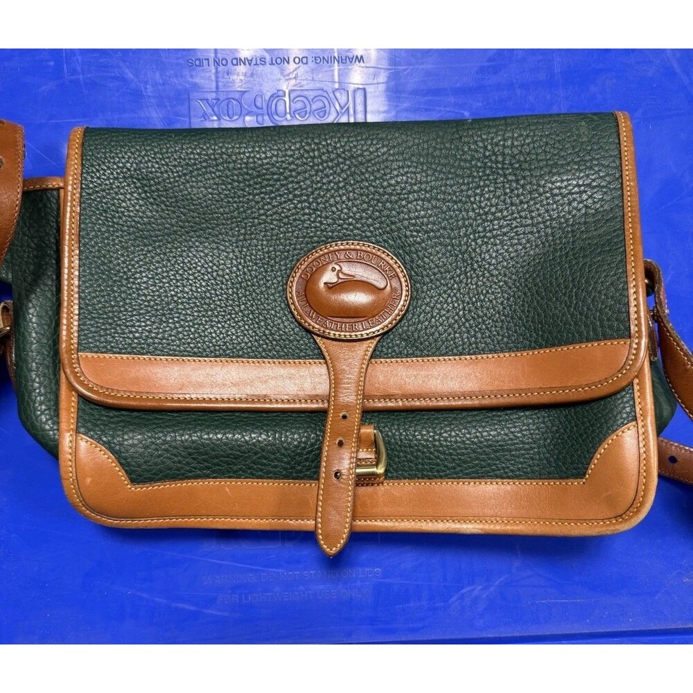 Dooney and Bourke Vintage Designer Shoulder Purse/ Messenger Bag Green Leather